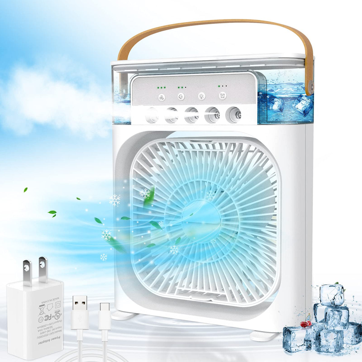 Portable Rechargeable Fan with LED Light